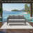 73" All-Weather Aluminum Patio Sofa, 3 Seat Outdoor Couch With  Thick Dark Gray Cushions & Gray Frame-582917749-582917752