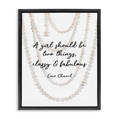 Classy And Fabulous Fashion Quote With Pearls Canvas Wall Art By Amanda Greenwood