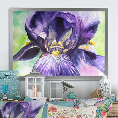 Aquarelle Iris fleur mauve - reproduction d'art sur toile