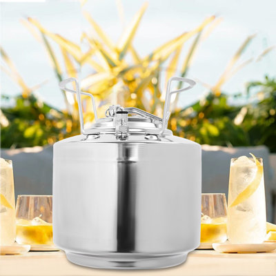 Mini fût de brassage maison à verrouillage à bille, 1,59 gal, en acier inoxydable 304, avec anneau de décompression pour petites quantités.