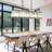 6-Light Matte Black Crystal Linear Chandelier/Dimmable Kitchen Island Pendant