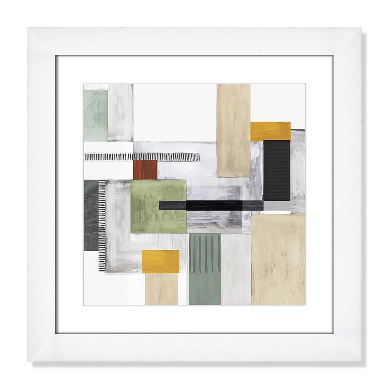Playful Blocks Print, 18.5" H x 18.5" W x 1.25" D, White Cube Framed