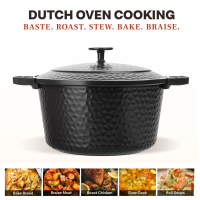 Gotham Steel 5 Quart Lightweight Hammered Dutch Oven With Self Basting Lid