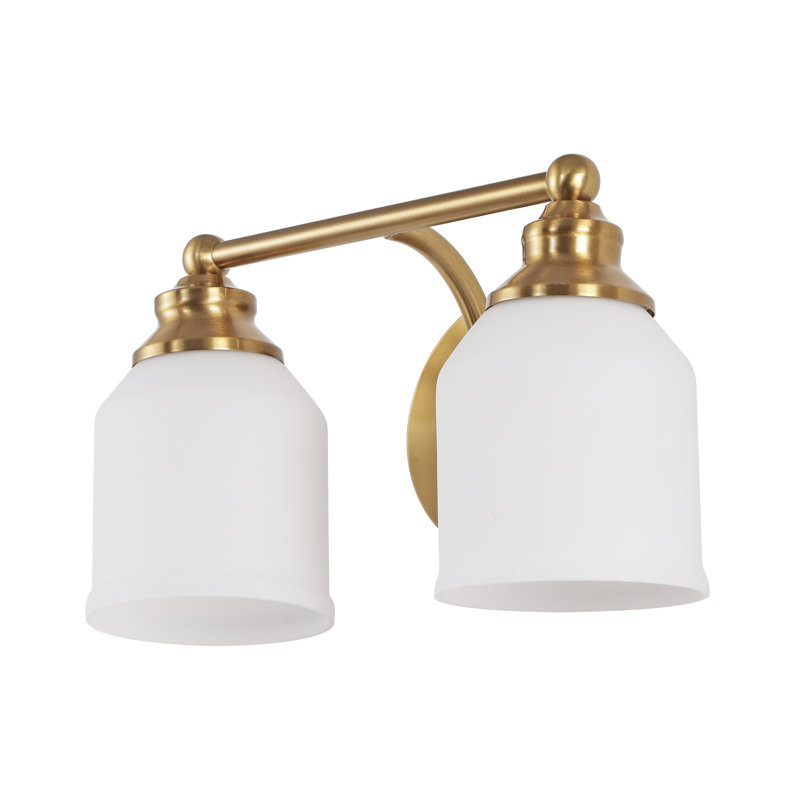 Éclairage pour meuble-lavabo à DEL en fer / verre Lauder, Laiton doré, Deux lumières