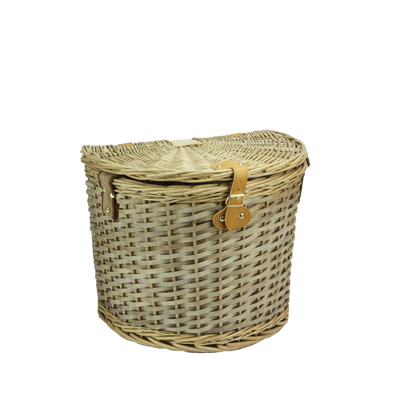 Ensemble de panier de pique-nique rayé tissé à la main 14,25 po beige et orange 14,25 po avec accessoires