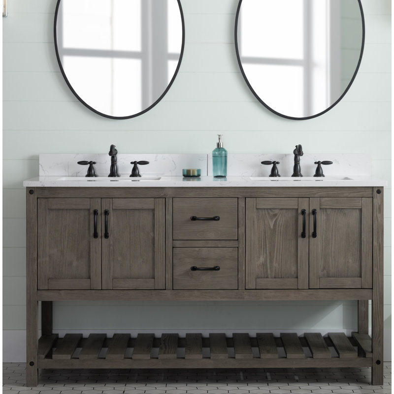 Ensemble de meuble-lavabo double 60 po Radstock, Gris antique