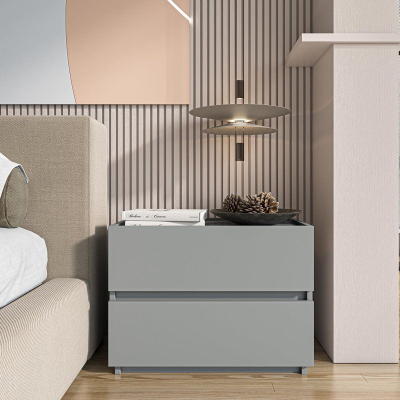 Commode 2 tiroirs empilable, 23,6 po, Gris