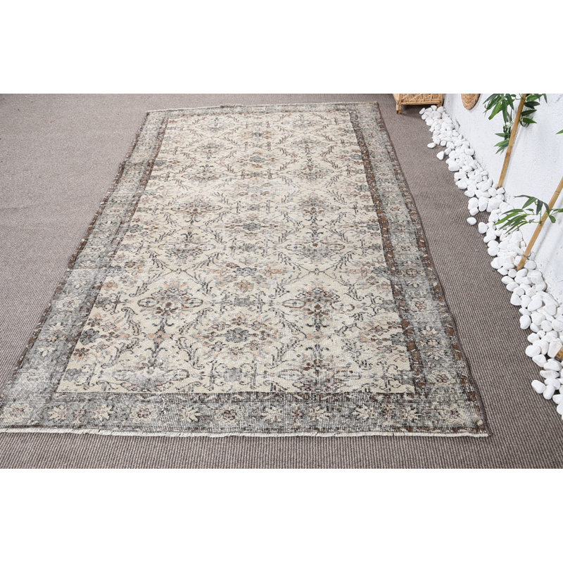 Tapis de chambre à coucher, tapis de luxe beige, tapis turcs, tapis de cuisine, grand tapis 5,2 x 7,9 pi, tapis rétro