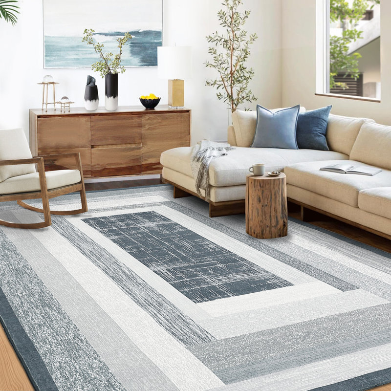 Modern Machine Washable Rug for Living Room Non Slip Ultra Soft Bedroom Rugs Low Pile No-Shedding Contemporary Indoor Carpet for Kitchen Dinning Room Home Office