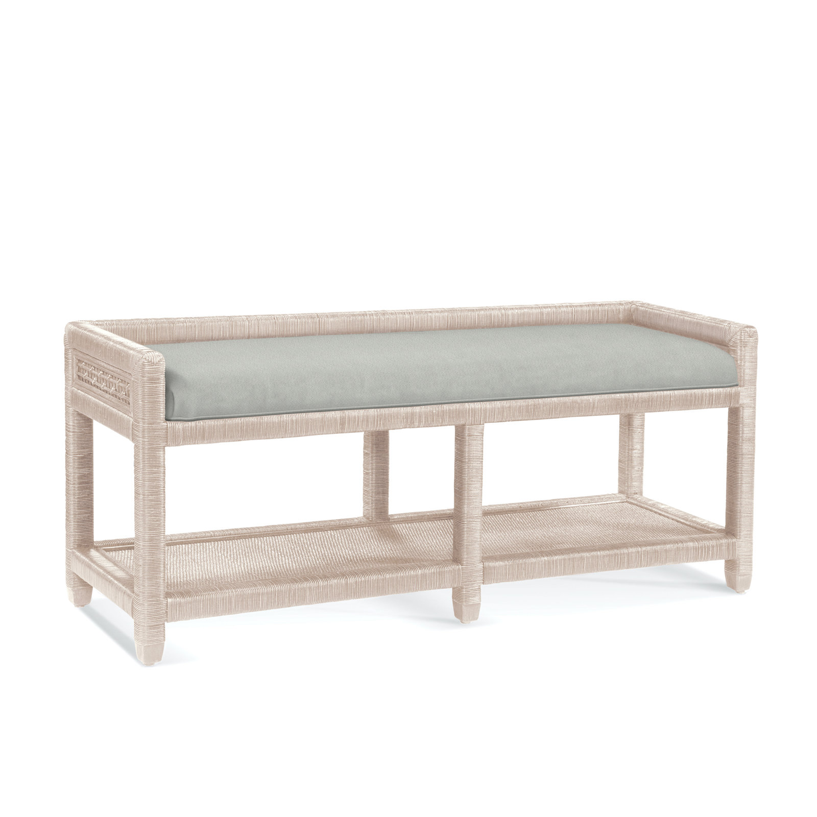 Silvio 54" Storage Bench, Bisque, Cobalt Blue Stripe; 0204-64