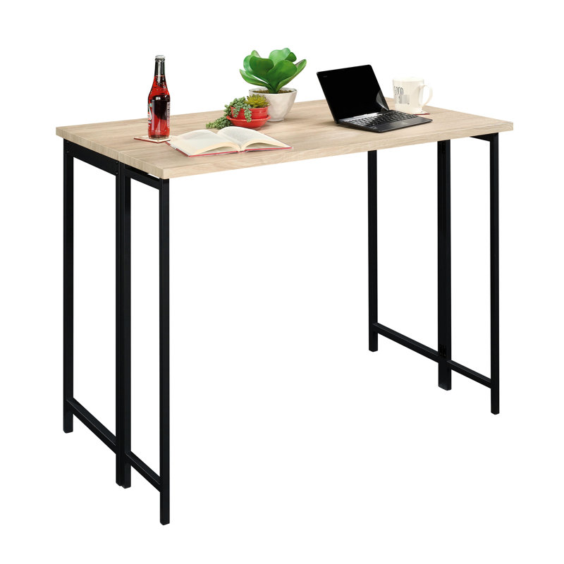 Bureau d'écriture à abattant de style industriel brun, autoportant avec structure en métal, supports de table coulissants et coulissants, peu encombrant pour une utilisation dans la salle à manger, manuel d'instructions d'assemblage facile, 28 po de profondeur,