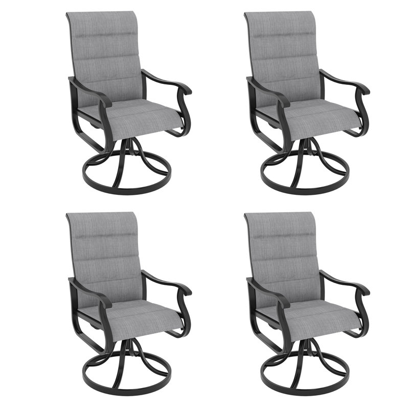 Ensemble de 4 chaises de patio à bascule Derrald, Gris clair