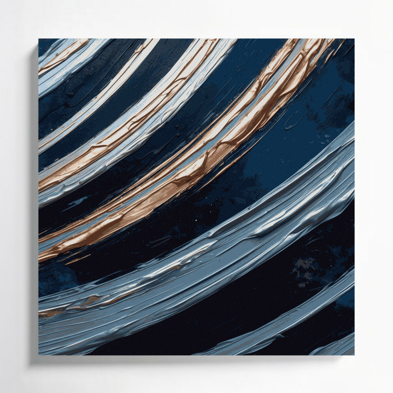 SciFi Abstract planet orbit paths Grey Canvas Wall Art, 8" H x 8" W