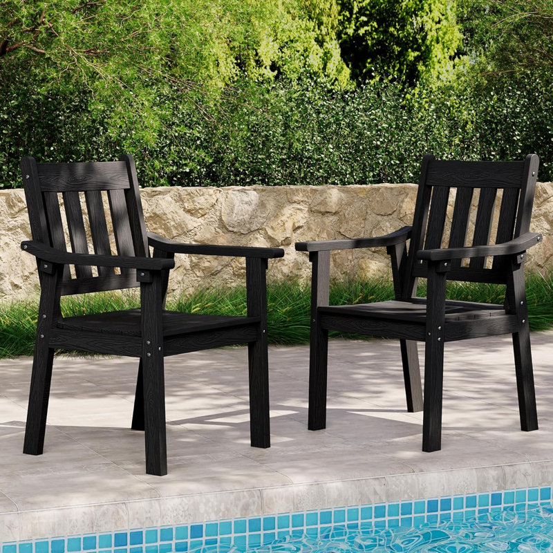 Ensemble de 2 chaises d'extérieur toutes saisons résistantes aux intempéries pour la véranda de jardin, Noir
