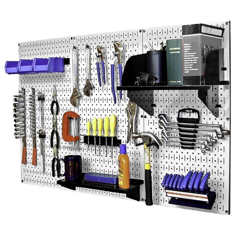 Pegboard Standard Tool Storage 32" H x 48" W Kit, White and Black
