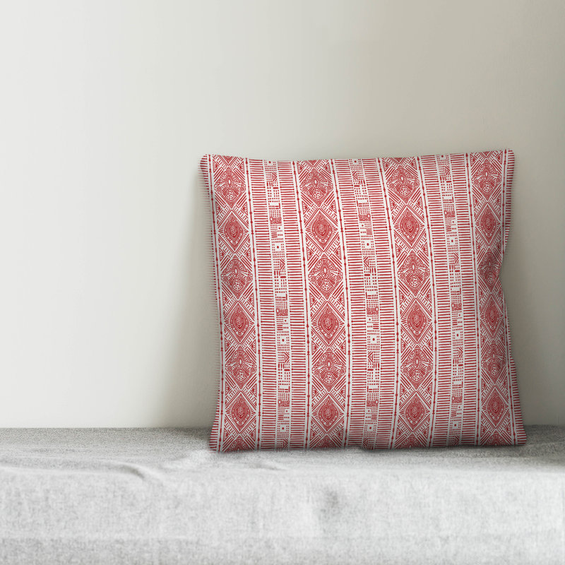 Throw Pillow, White/Red Geometric 1, 20" x 20"