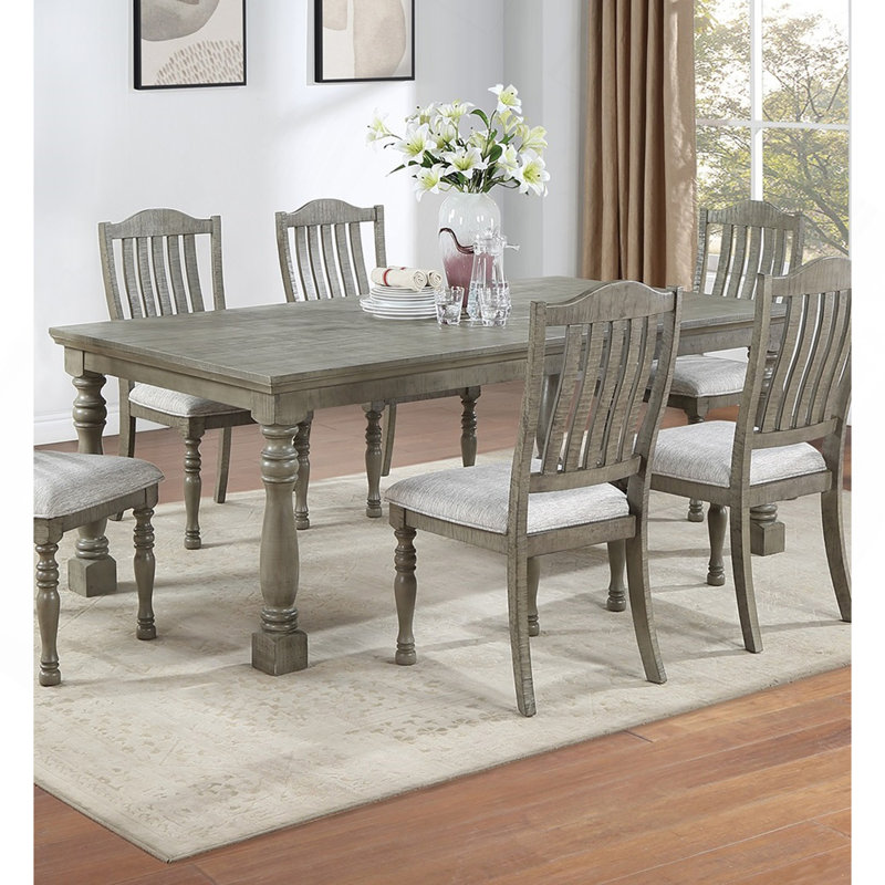 Table de salle à manger rectangulaire gris clair 1pc Table Only