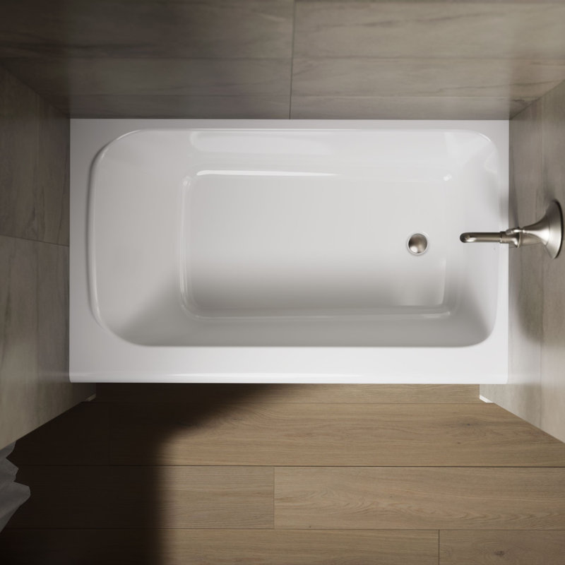 Avec 60 In. X 36 In. Alcove Bath, Left Drain, White, Right
