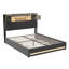 EU Double & King Upholstered Bed with Dual LED & Storage Headboard, 4 Pull-Out Drawers, Grey Linen, 140/160x200cm-1255135841