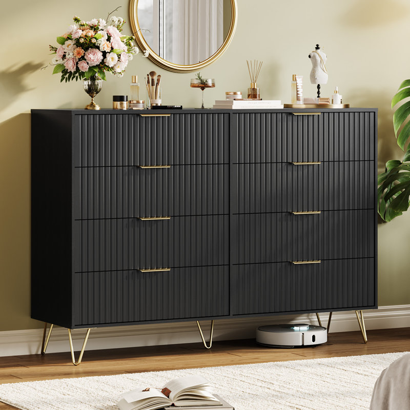 40 cm W Chest of 8 Drawers, Black