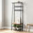 Coat Rack Shoe Bench with 8 C-Shaped Hooks, Hall Tree Entryway Bench with Storage, Multifunctional Wood Look Accent Furniture with Metal Frame for Living Room, Bedroom, Rustic Brown