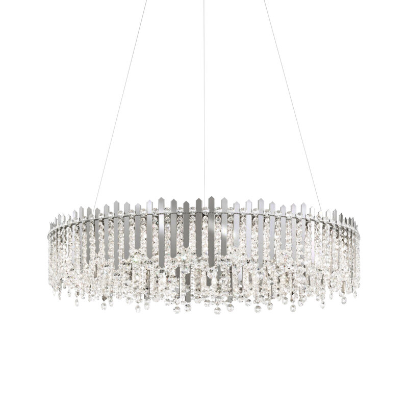 Chatter 18 - Light Chandelier, Polished Stainless Steel, Heritage Crystal