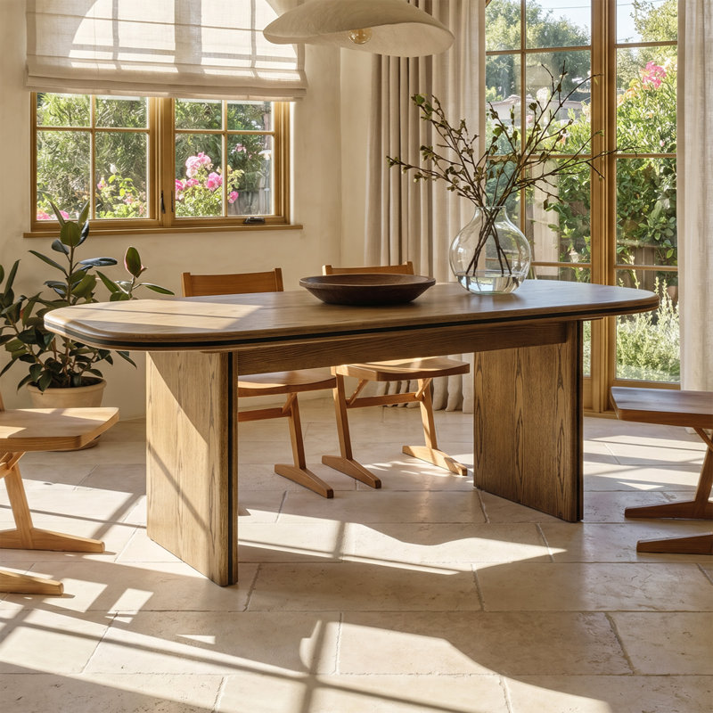 70.9'' W Solid Wood Dining Table, Oak