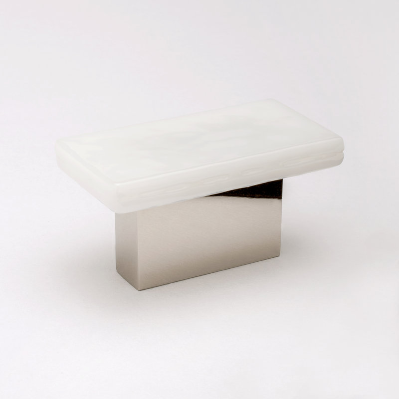 Affinity 2” Length Rectangle Knob, White, Polished Nickel