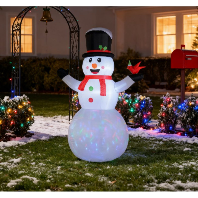 Bonhomme de neige gonflable de Noël, bonhomme de neige gonflable géant avec lumière DEL colorée rotative pour l'intérieur, l'extérieur, la cour