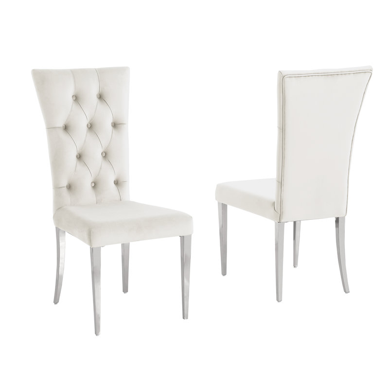 Chaise de salle à manger rembourrée Hineefah, Beige, Argenté