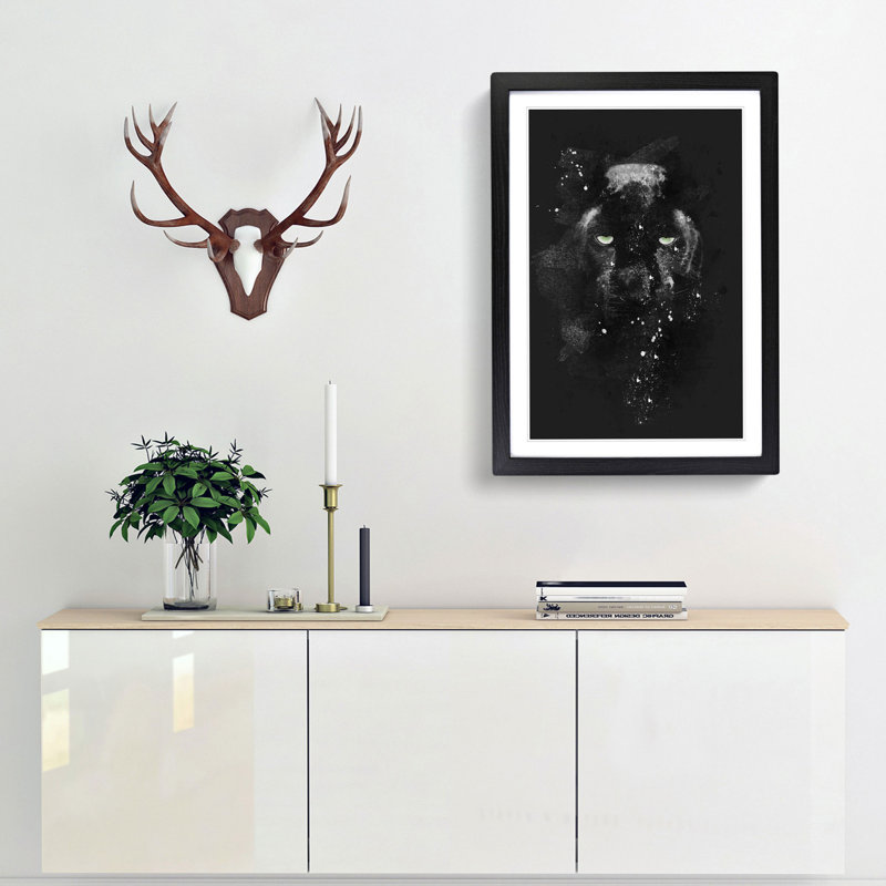 Black Panther in the Shadows - Picture Frame Graphic Art Print, Black Framed, 63cm H x 45cm W x 2cm D