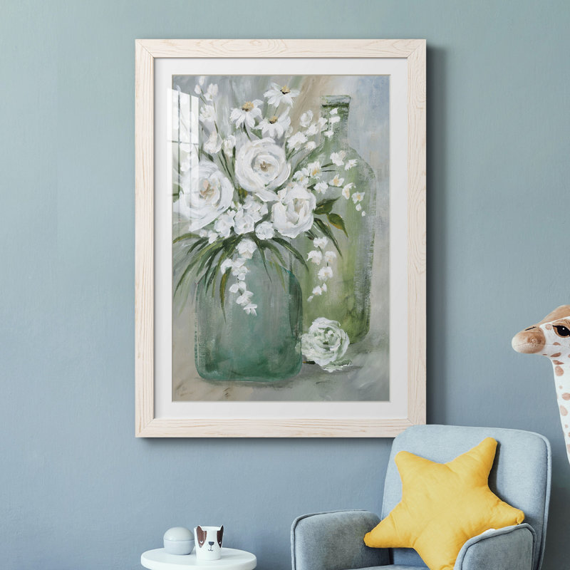 Après-midi rose - peinture, H 31,5 po x l 23,5 po x P 1,5 po, Papier encadré blanc