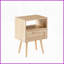 Table basse en rotin naturel pour le salon, panneau de fibres à densité moyenne et amp; Pieds en bois massif, facile à nettoyer et amp; Assemblage facile-1897282280