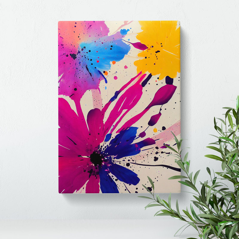 Pretty Painted Flowers No.3 Abstract - Wrapped Canvas, 76cm H x 50cm W x 3cm D