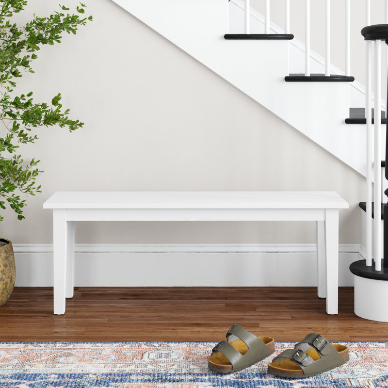 Solid Wood Bench, White