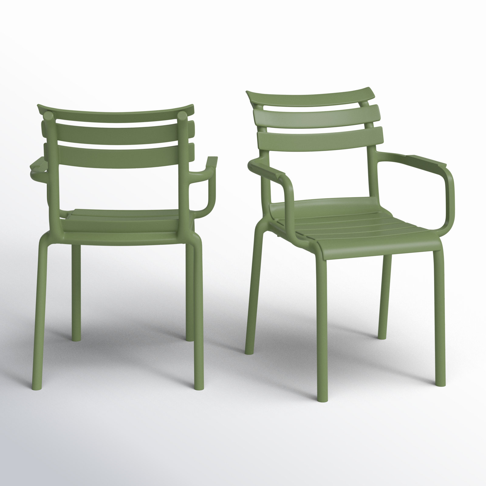 Aragons Stacking Patio Dining Armchair, Olive Green