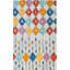 Tapis géométrique en laine / coton touffeté à la main bleu clair / jaune / rouge-1751985063