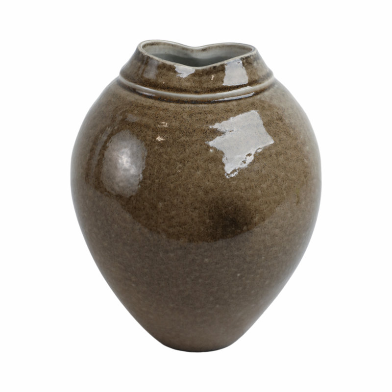 Modern Ceramic and Porcelain Vase with Sculpted Mouth and Rounded Profile for Contemporary Decorative Display