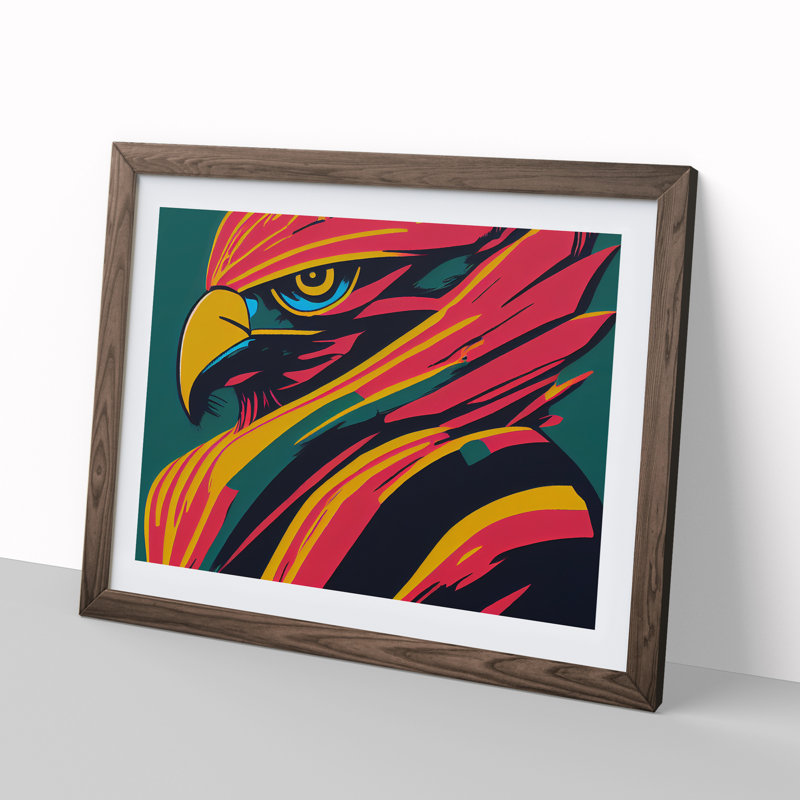 Abstract Eagle Bird - Framed Print, 34cm H x 46cm W x 2cm D, Walnut