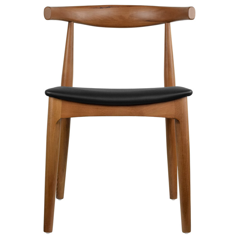 Solid Real Wood PU Leather Cushion Seat Dining Chair, Espresso, 1 Pc