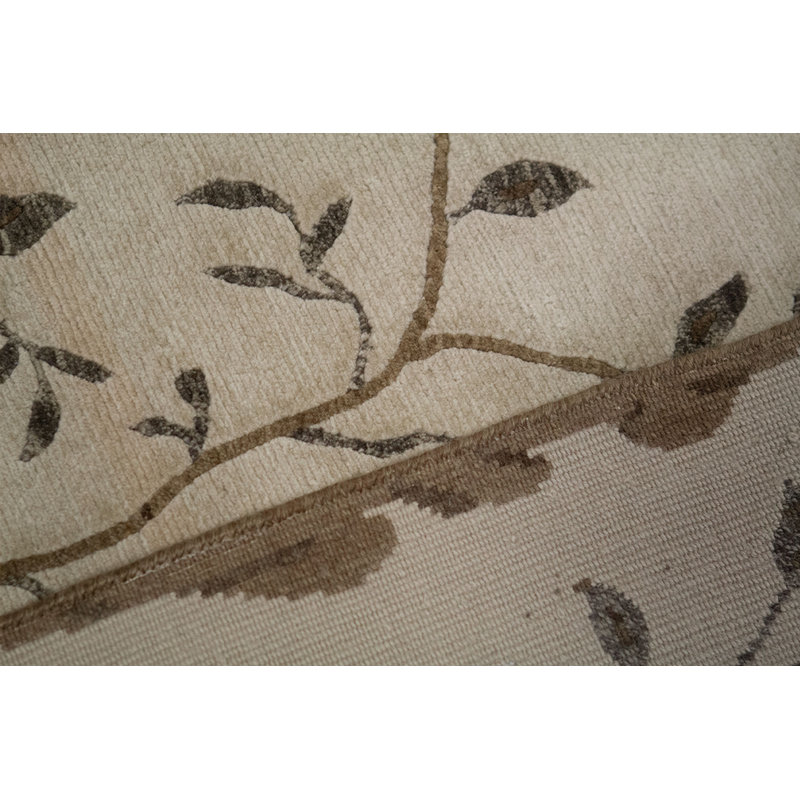 Hand-Knotted High-Quality Beige and Green Area Rug