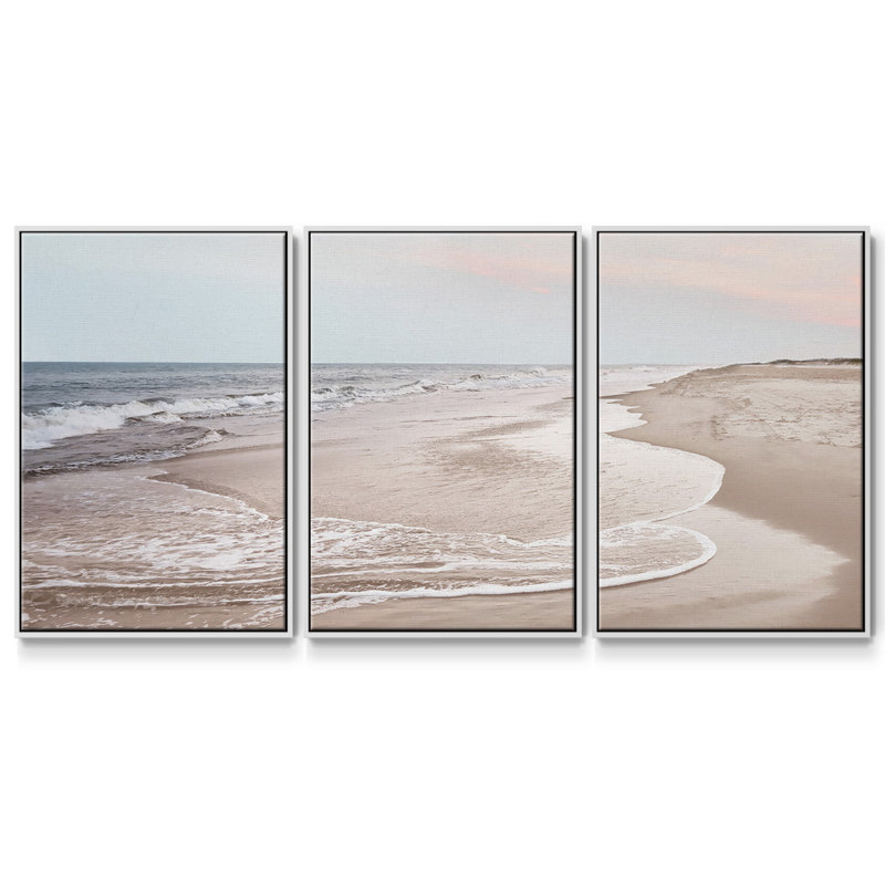 Corolla Soft Shore, reproduction sur toile 3 pièces, H 40 po x l 78 po x P 2 po, Blanc