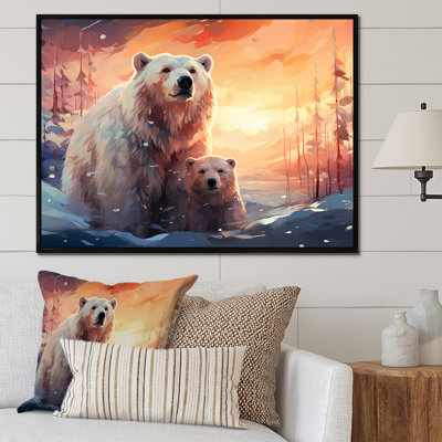 Famille d'ours polaire Starlit en hiver II - ours 2, art mural