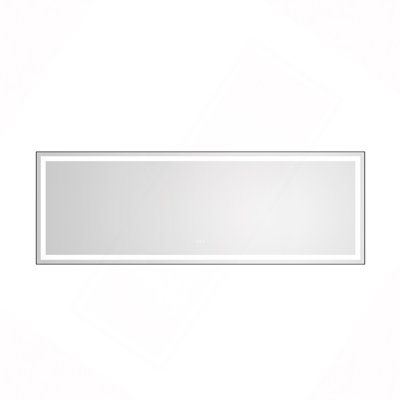 Miroir de salle de bain 118 "x 36" à DEL avec cadre en aluminium, miroir de meuble-lavabo mural, anti-buée, mémoire, 3 couleurs, réglable en continu
