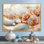 Coquillage blanc et paysage de plage marbré II - art mural bord de mer