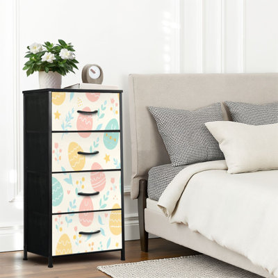 4 Drawer Dresser for Bedroom, Narrow Chest of Drawers, Wooden Top and Study Iron Frame 18"x37.5"-(WxH)