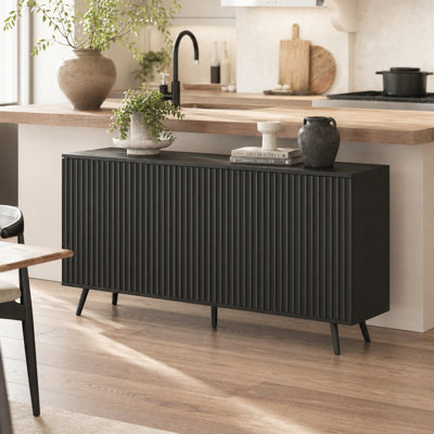 Spacious Sideboard Buffet Storage Cabinet with 4 Doors, Multi-Purpose Wood Credenza Console with Adjustable Shelves, Versatile Home Storage Solution
