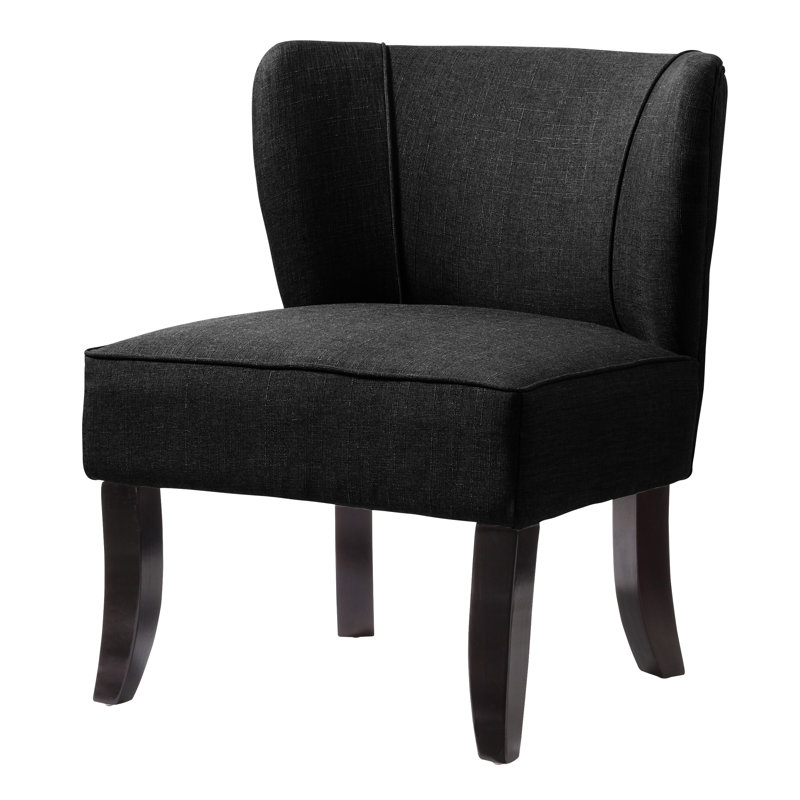 Leslie Upholstered Slipper Chair, Black