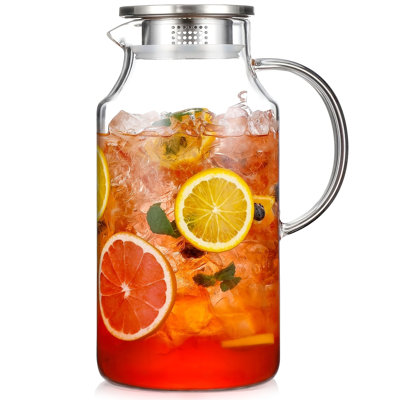 128oz High-Borosilicate Clear Glass Water Pitcher