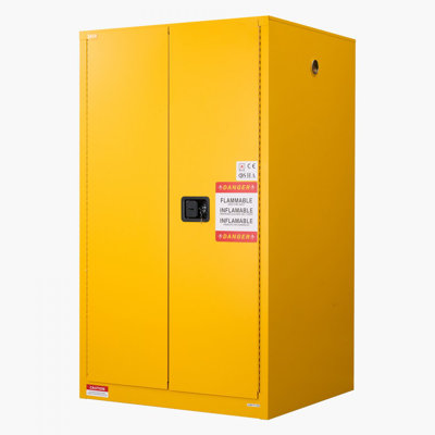 Armoire de rangement inflammable, 37,9 x 34,0 x 65,0 pouces, armoire de rangement inflammable de 65 gallons avec tablette réglable, armoires en acier laminé à froid et en acier galvanisé, pour usage industriel à domicile, jaune